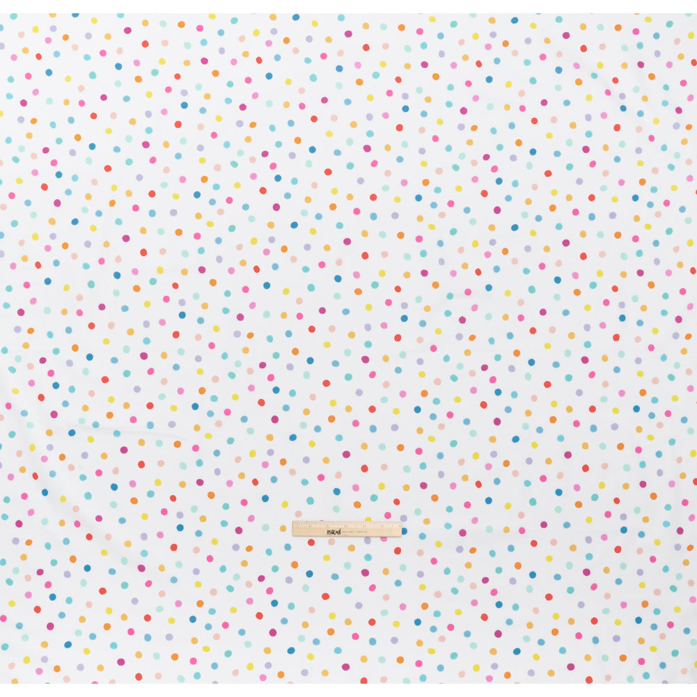 Printed Quilting Cotton by Ghazal Razavi for FIGO Studio - Rainbow and White Pom Poms - Dovetail Collection Full