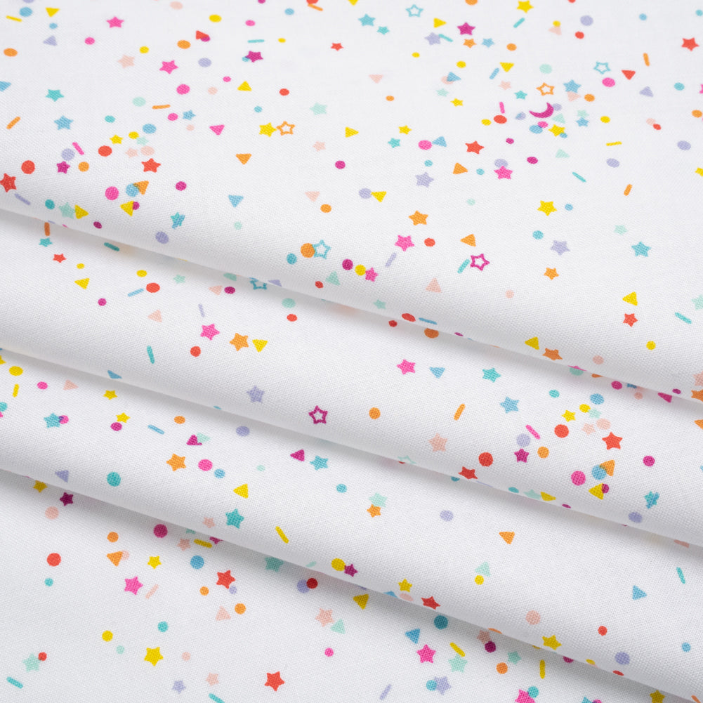 Printed Quilting Cotton by Ghazal Razavi for FIGO Studio - Rainbow and White Sprinkles- Dovetail Collection - Folded