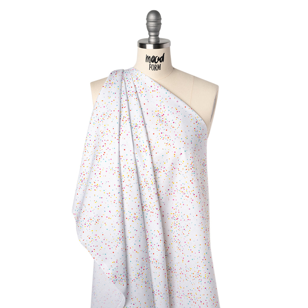 Printed Quilting Cotton by Ghazal Razavi for FIGO Studio - Rainbow and White Sprinkles- Dovetail Collection - Drape