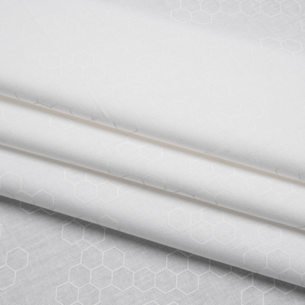 Printed Quilting Cotton by Ghazal Razavi for FIGO Studio - White on White Hexies - Dovetail Collection - Folded
