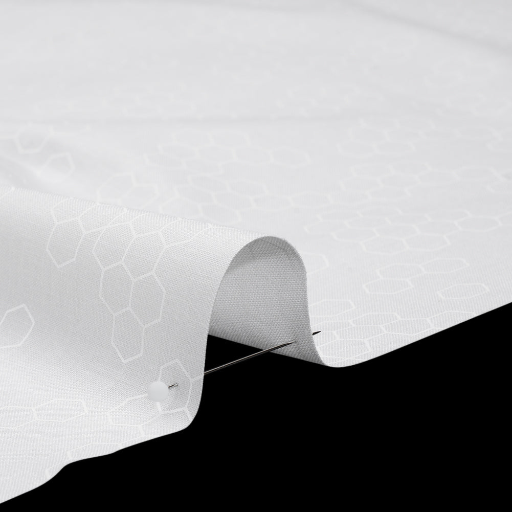 Printed Quilting Cotton by Ghazal Razavi for FIGO Studio - White on White Hexies - Dovetail Collection - Detail
