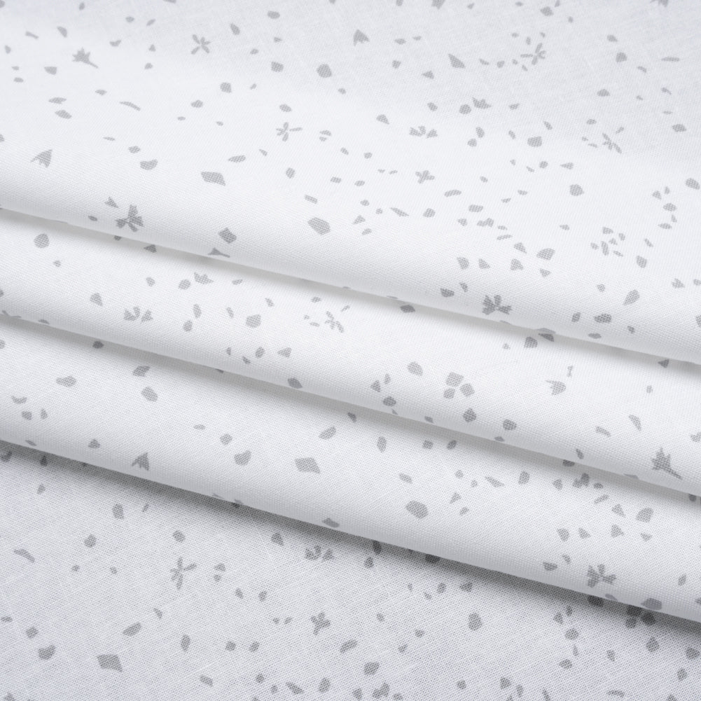 Printed Quilting Cotton by Ghazal Razavi for FIGO Studio - White and Gray Petals - Dovetail Collection Folded