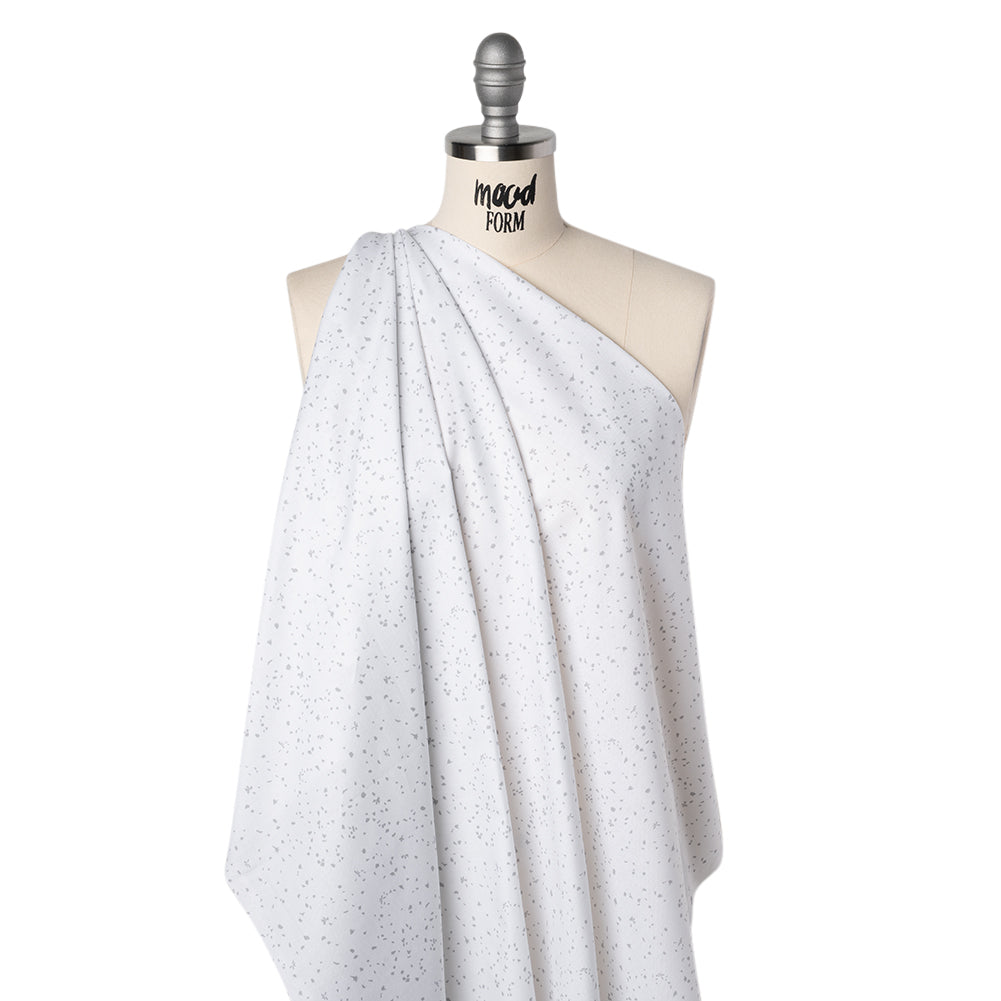 Printed Quilting Cotton by Ghazal Razavi for FIGO Studio - White and Gray Petals - Dovetail Collection Drape