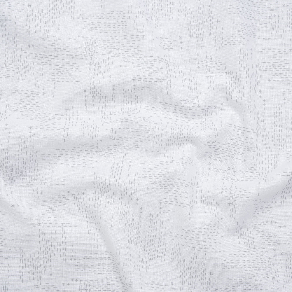 Printed Quilting Cotton by Ghazal Razavi for FIGO Studio - White and Gray Stitches - Dovetail Collection