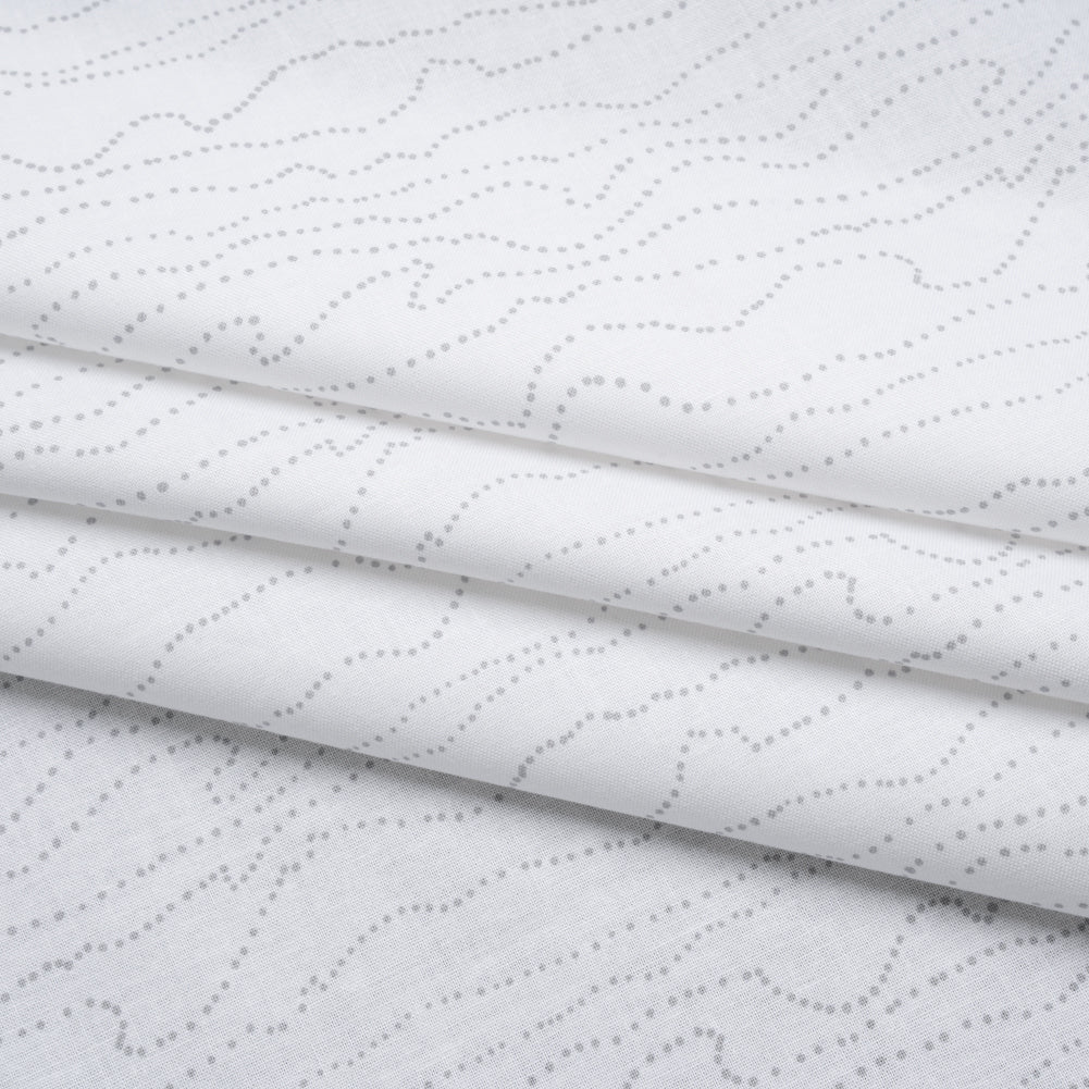 Printed Quilting Cotton by Ghazal Razavi for FIGO Studio - White and Gray Strings - Dovetail Collection - Folded