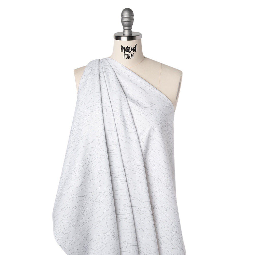 Printed Quilting Cotton by Ghazal Razavi for FIGO Studio - White and Gray Strings - Dovetail Collection - Drape