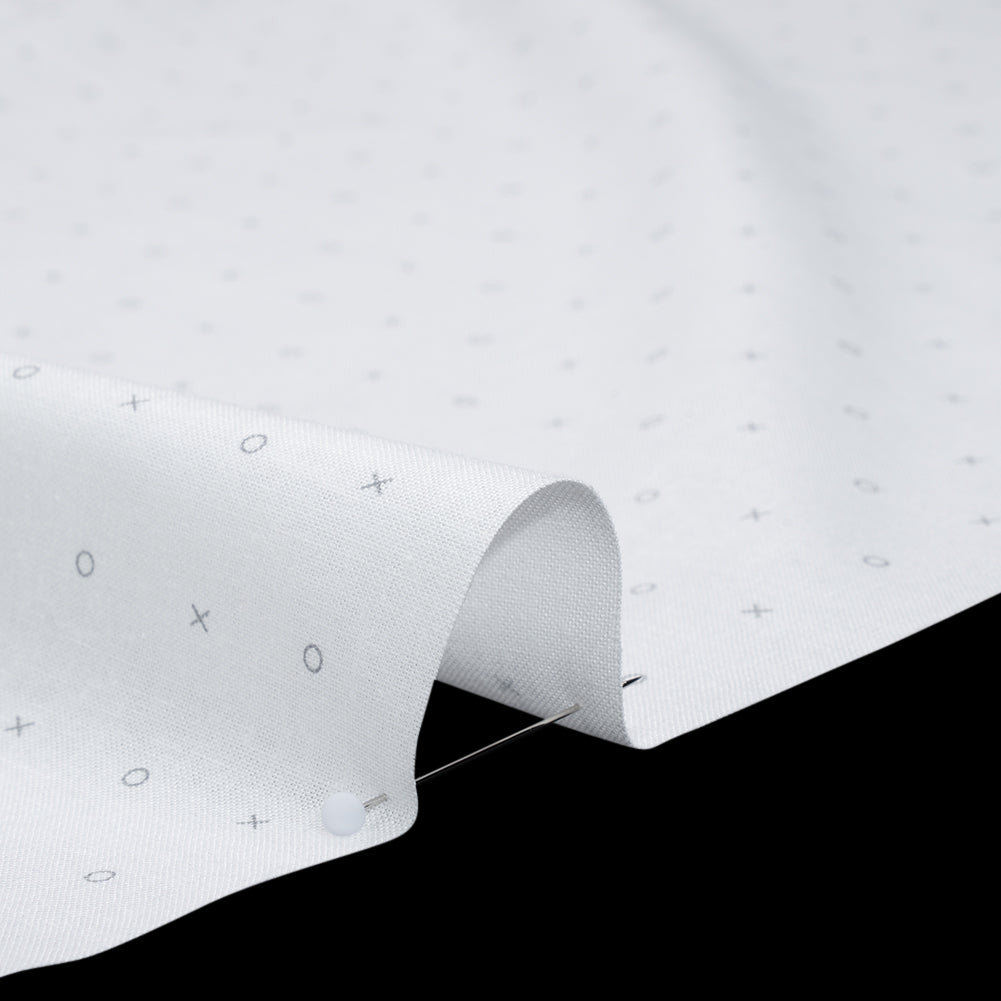 Printed Quilting Cotton by Ghazal Razavi for FIGO Studio - White and Gray XO Grid - Dovetail Collection - Detail