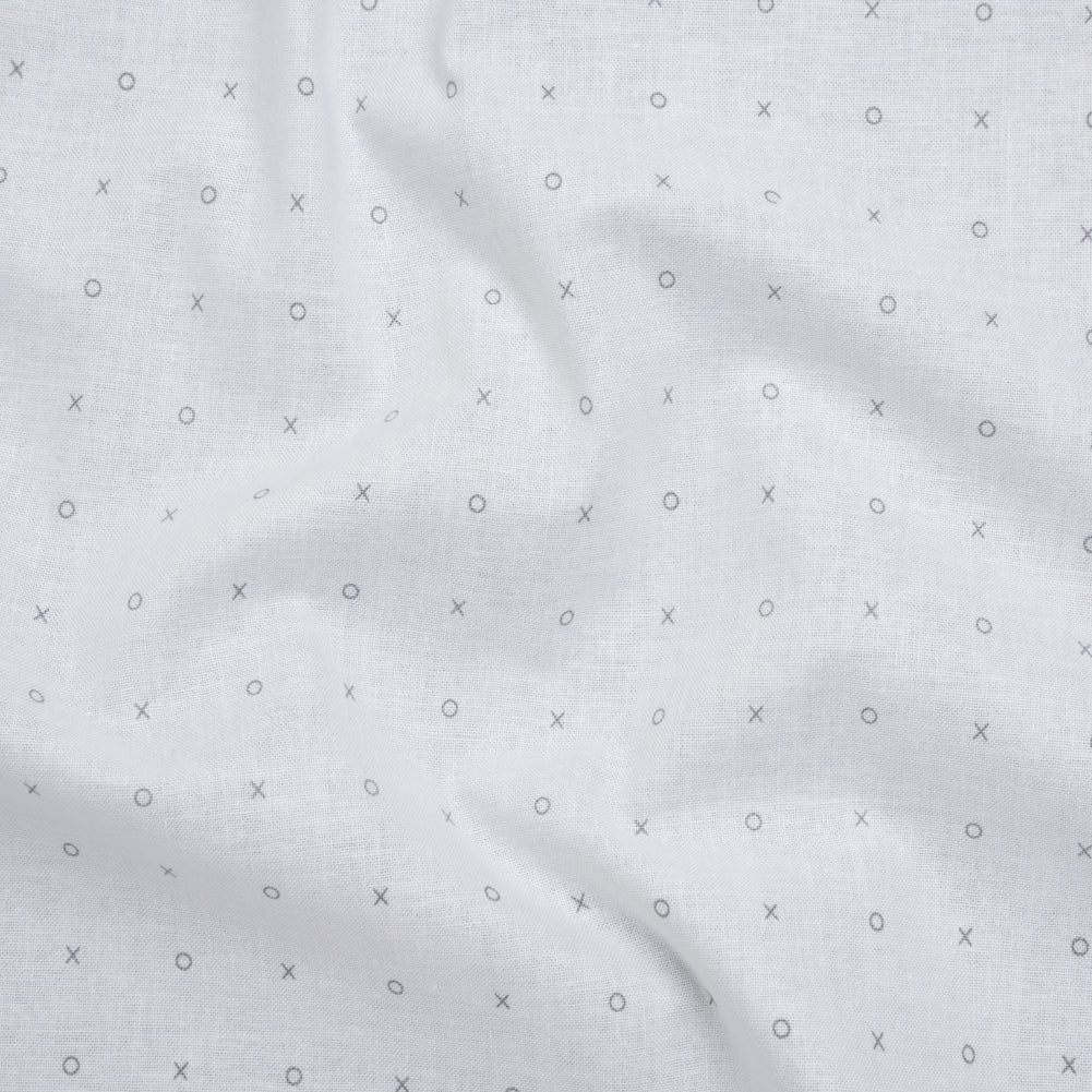 Printed Quilting Cotton by Ghazal Razavi for FIGO Studio - White and Gray XO Grid - Dovetail Collection