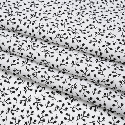 Printed Quilting Cotton by Patrick Lose for Northcott - Black on White Baby's Breath Floral - Basically Black & White Collection