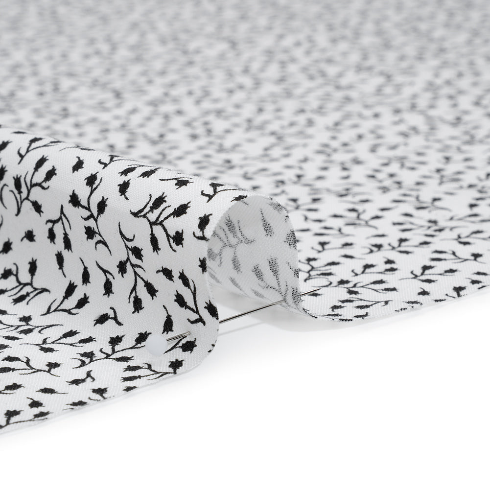 Printed Quilting Cotton by Patrick Lose for Northcott - Black on White Baby's Breath Floral - Basically Black & White Collection - Detail