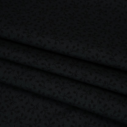 Printed Quilting Cotton by Patrick Lose for Northcott - Black on Black Baby's Breath Floral - Basically Black & White Collection Folded