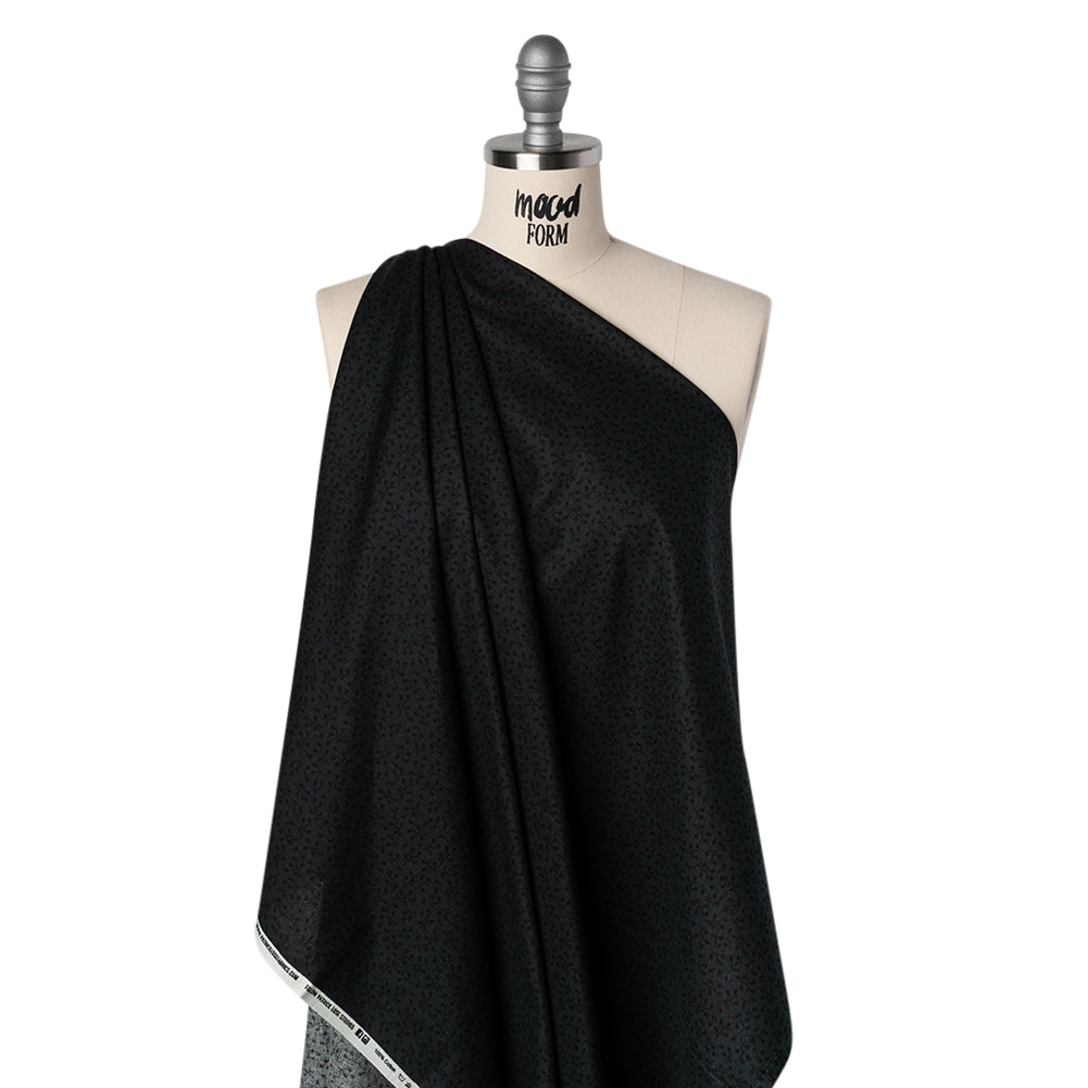 Printed Quilting Cotton by Patrick Lose for Northcott - Black on Black Baby's Breath Floral - Basically Black & White Collection Drape