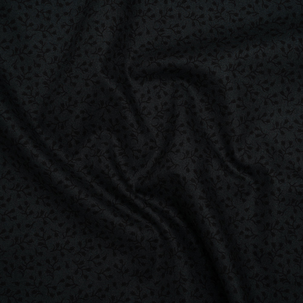 Printed Quilting Cotton by Patrick Lose for Northcott - Black on Black Baby's Breath Floral - Basically Black & White Collection
