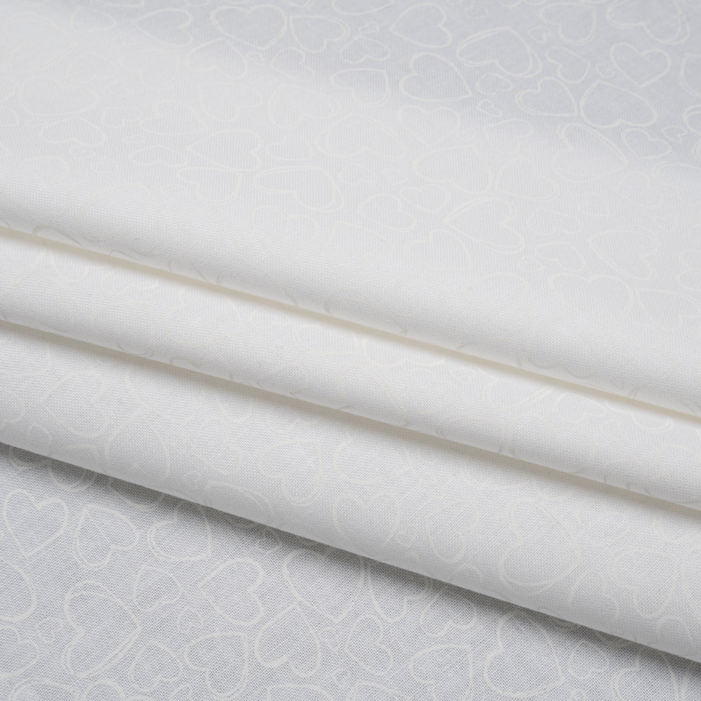 Printed Quilting Cotton by Patrick Lose for Northcott - White on White Doodle Hearts - Basically Black & White Collection - Folded