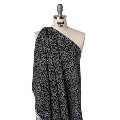 Printed Quilting Cotton by Patrick Lose for Northcott - White on Black Doodle Hearts - Basically Black & White Collection