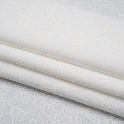 Printed Quilting Cotton by Patrick Lose for Northcott - White on White Groovy Garden Floral - Basically Black & White Collection
