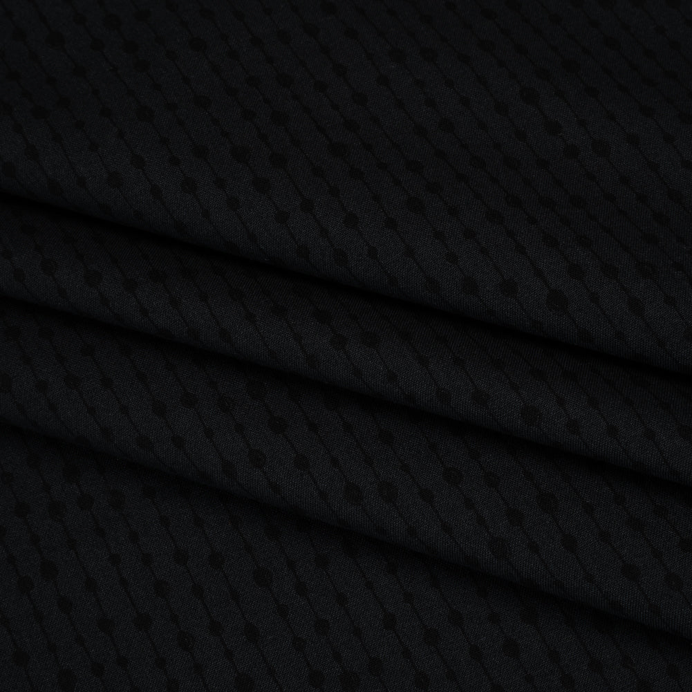Printed Quilting Cotton by Patrick Lose for Northcott - Black on Black Doodle Beaded Stripe - Basically Black & White Collection Folded