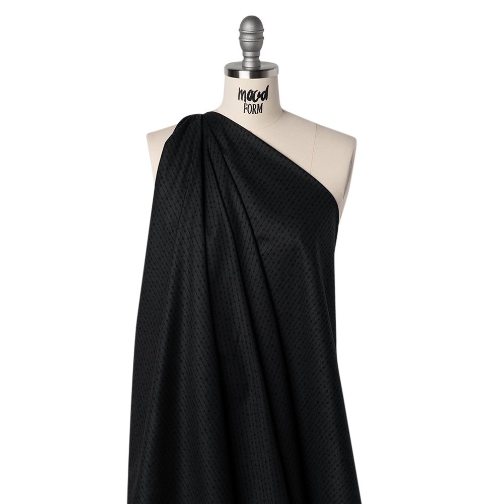 Printed Quilting Cotton by Patrick Lose for Northcott - Black on Black Doodle Beaded Stripe - Basically Black & White Collection Drape