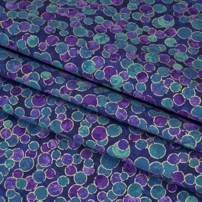 Metallic Printed Quilting Cotton by Northcott - Deep Sea Polka Dot Confetti - Shimmer Collection Folded