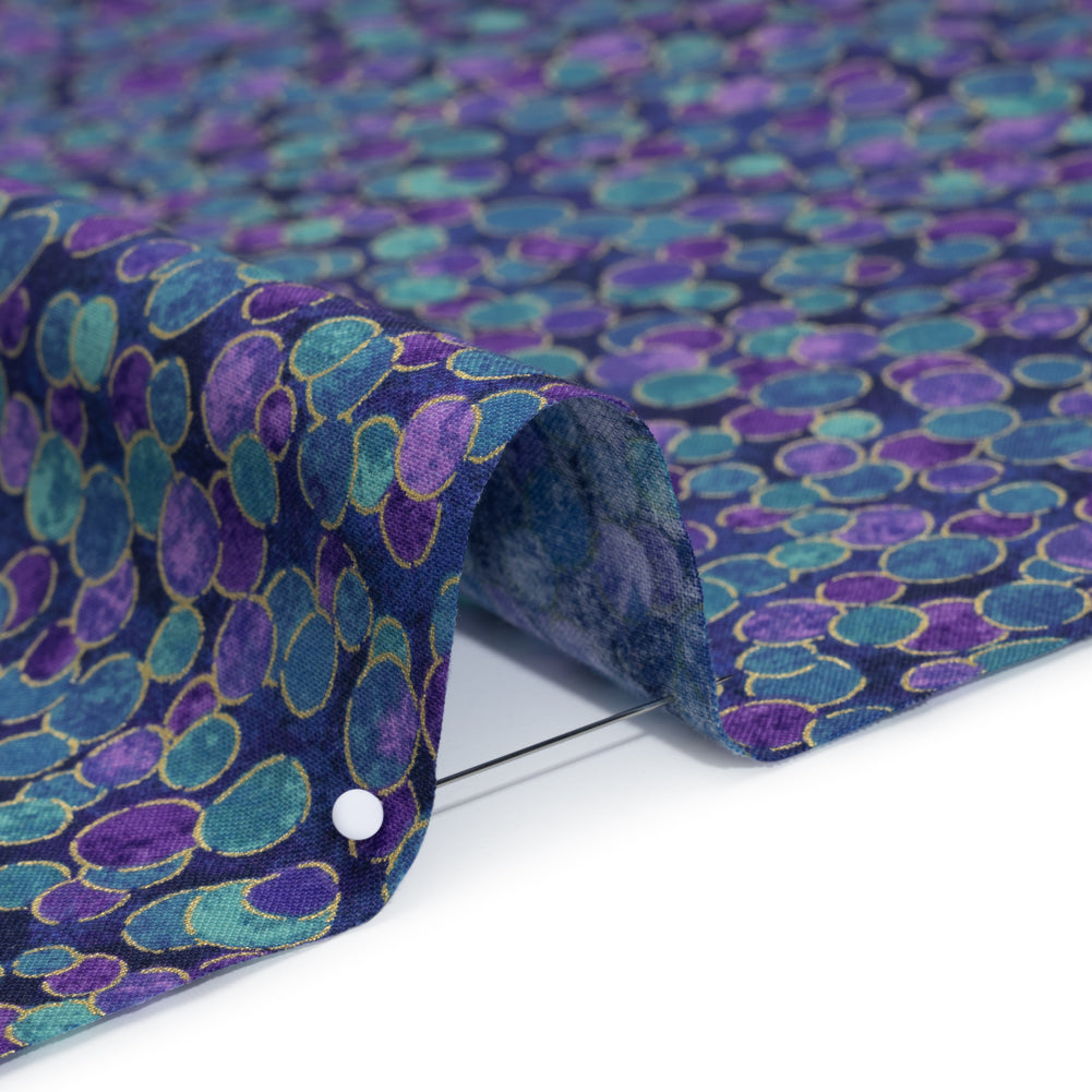 Metallic Printed Quilting Cotton by Northcott - Deep Sea Polka Dot Confetti - Shimmer Collection Detail