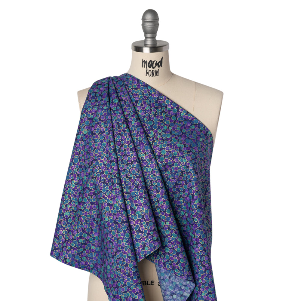 Metallic Printed Quilting Cotton by Northcott - Deep Sea Polka Dot Confetti - Shimmer Collection Drape