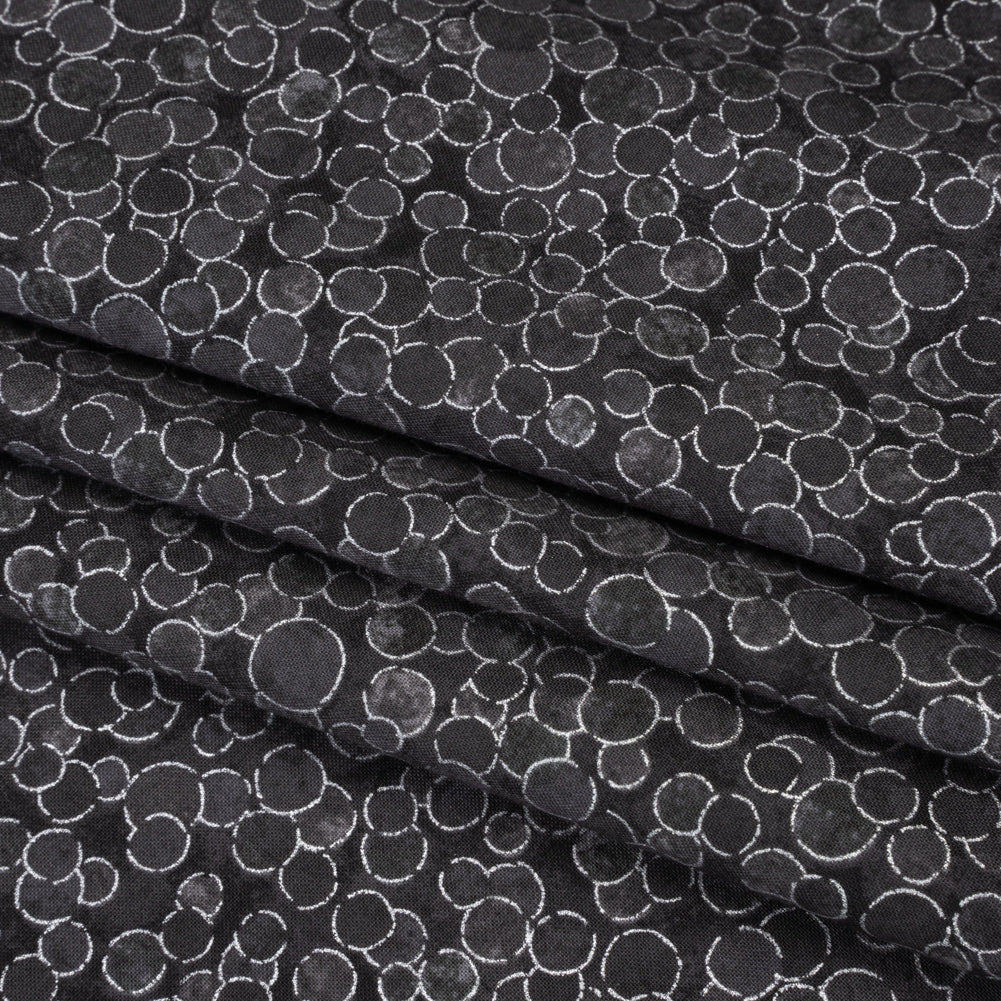 Metallic Printed Quilting Cotton by Northcott - City Fog Polka Dot Confetti - Shimmer Collection Folded