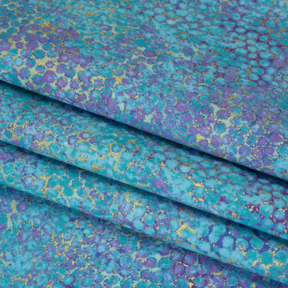 Metallic Printed Quilting Cotton by Northcott - Deep Sea Pebbles - Shimmer Collection Folded