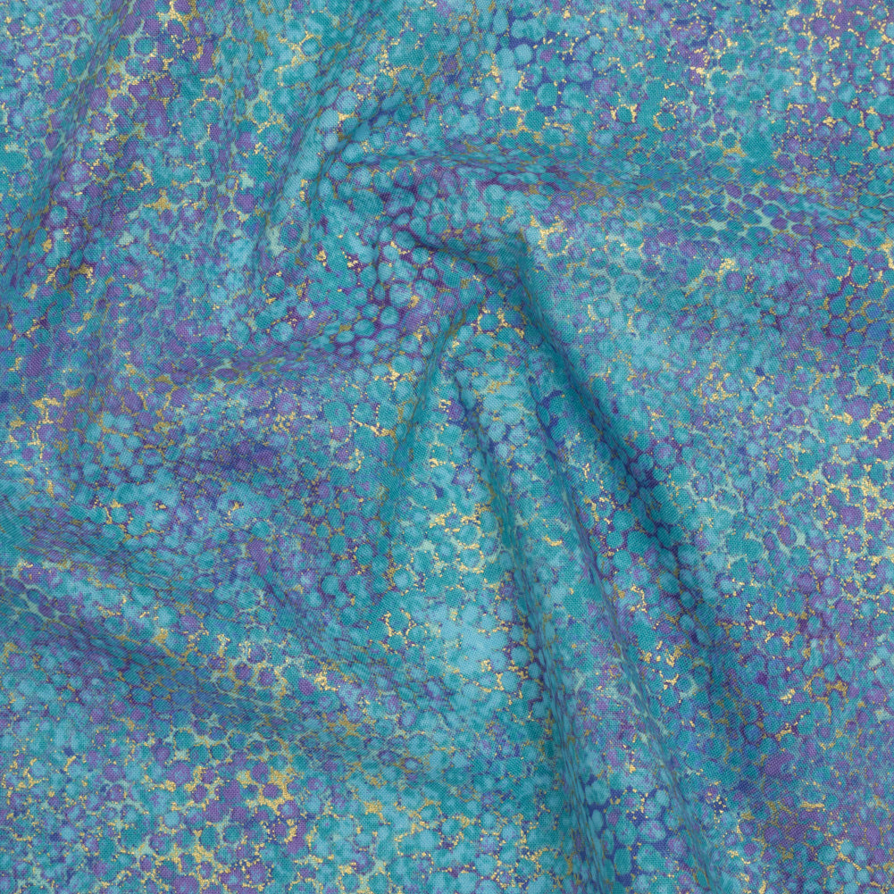Metallic Printed Quilting Cotton by Northcott - Deep Sea Pebbles - Shimmer Collection