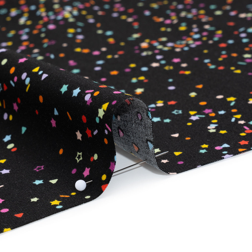 Printed Quilting Cotton by Ghazal Razavi for FIGO Studio - Black and Rainbow Sprinkles - Dusk Collection - Detail