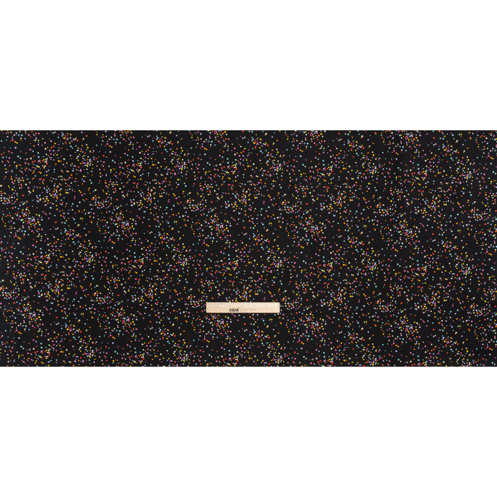Printed Quilting Cotton by Ghazal Razavi for FIGO Studio - Black and Rainbow Sprinkles - Dusk Collection - Full