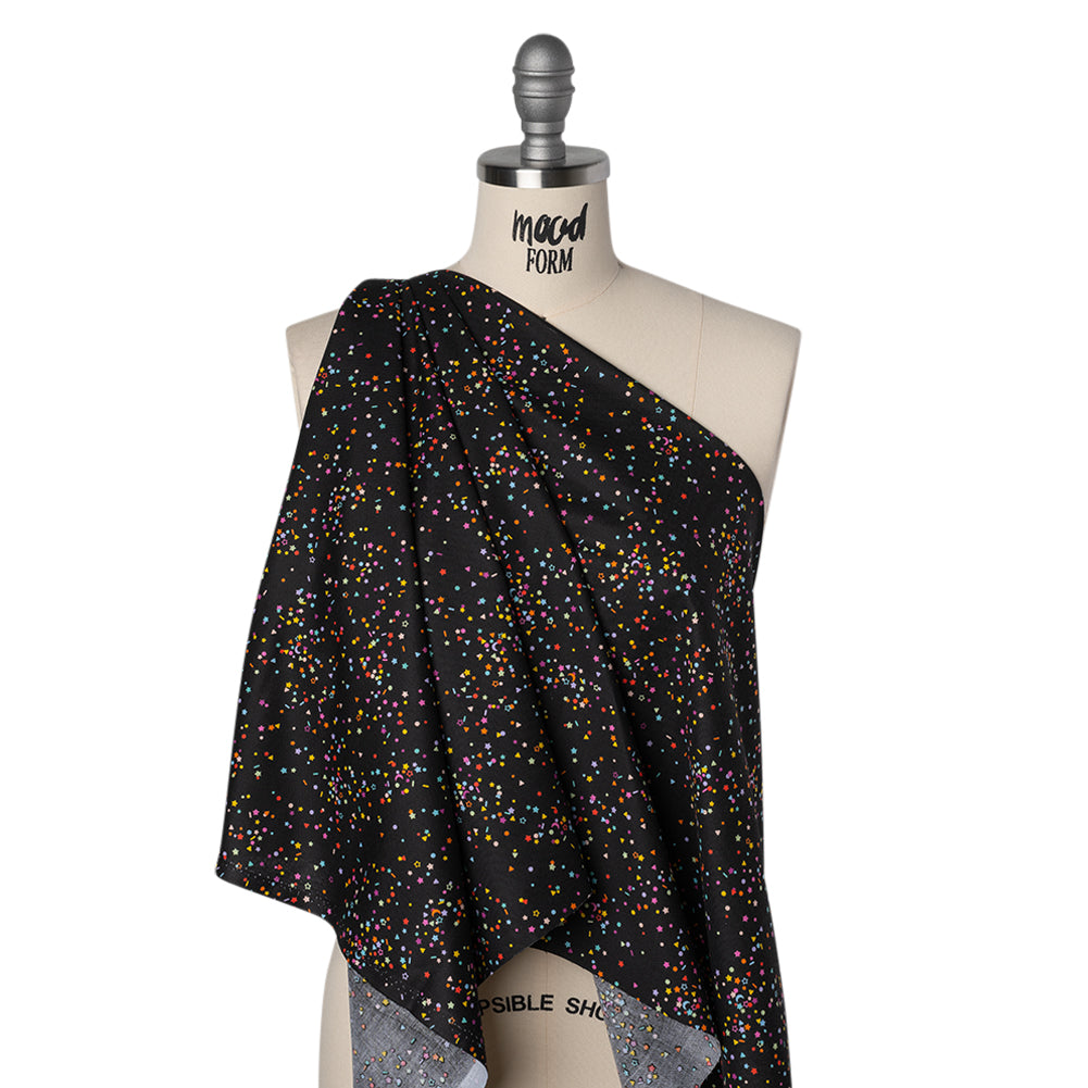 Printed Quilting Cotton by Ghazal Razavi for FIGO Studio - Black and Rainbow Sprinkles - Dusk Collection - Drape