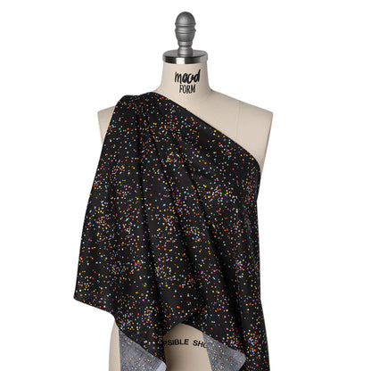 Printed Quilting Cotton by Ghazal Razavi for FIGO Studio - Black and Rainbow Sprinkles - Dusk Collection