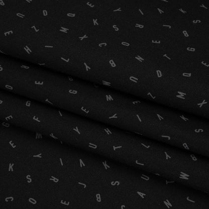 Printed Quilting Cotton by Ghazal Razavi for FIGO Studio - Black and Gray Jumbled Letters - Dusk Collection