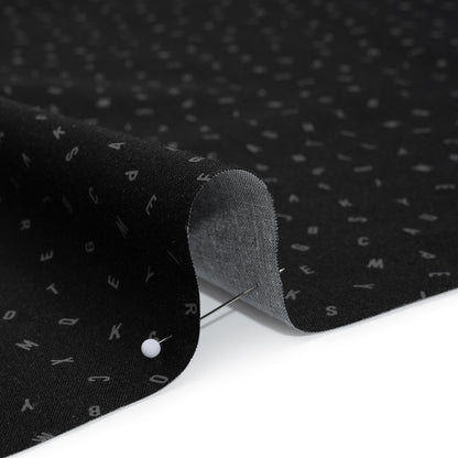 Printed Quilting Cotton by Ghazal Razavi for FIGO Studio - Black and Gray Jumbled Letters - Dusk Collection