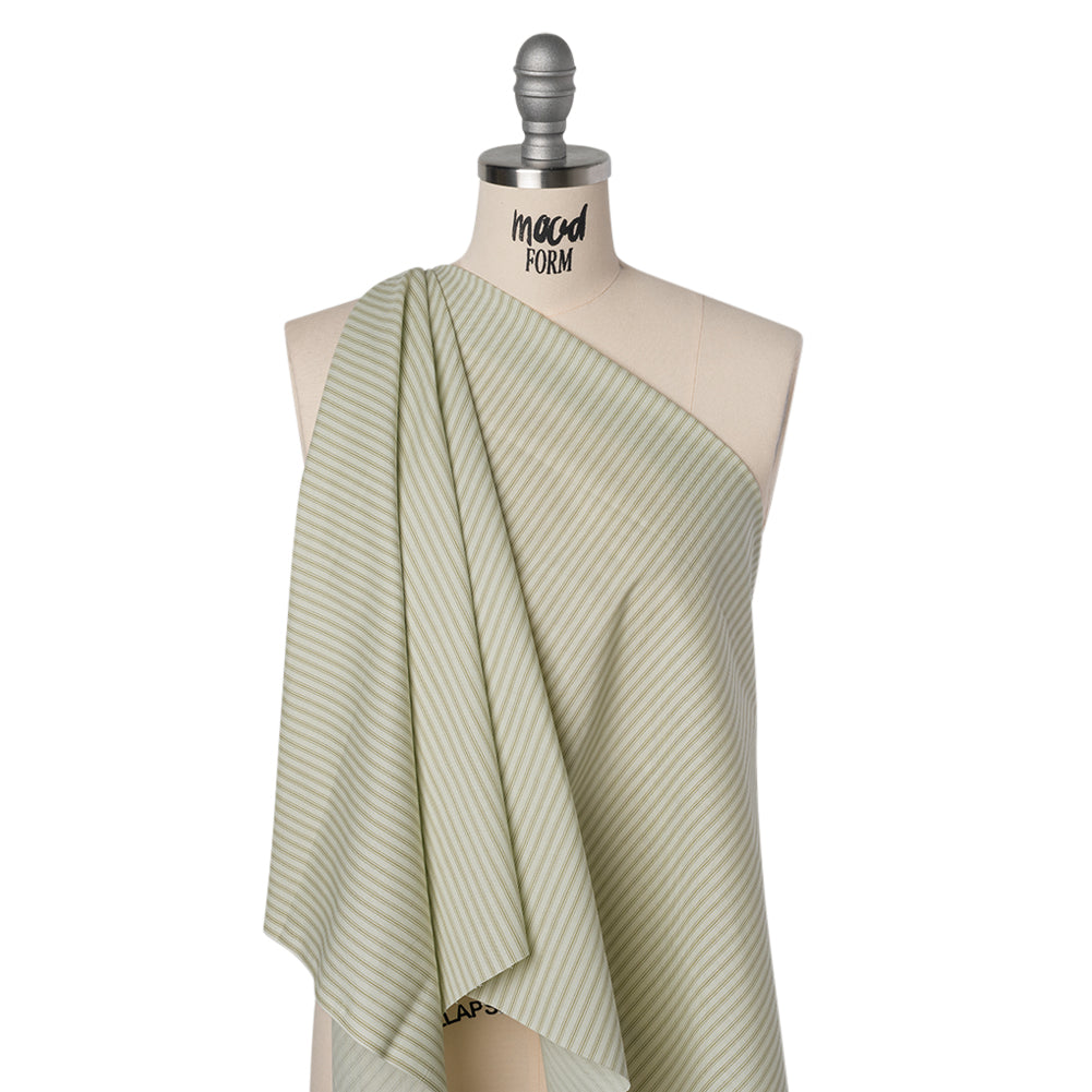 Printed Quilting Cotton by Ghazal Razavi for FIGO Studio - Pistachio Stripes - Nest Collection - Drape