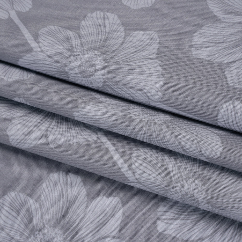 Printed Quilting Cotton by Anna Maria Textiles for Northcott - Overcast Anemone Floral - Indelible Soft Collection - Folded