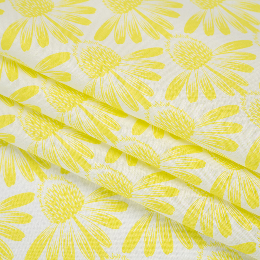 Printed Quilting Cotton by Anna Maria Textiles for Northcott - Sun Coneflower Floral - Indelible Soft Collection - Folded