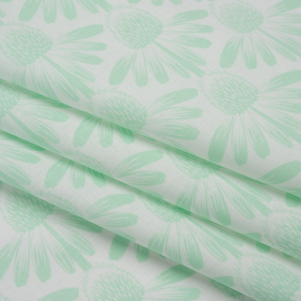 Printed Quilting Cotton by Anna Maria Textiles for Northcott - Mint Coneflower Floral - Indelible Soft Collection - Folded