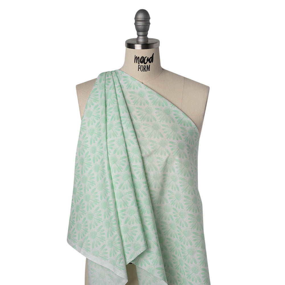 Printed Quilting Cotton by Anna Maria Textiles for Northcott - Mint Coneflower Floral - Indelible Soft Collection - Drape