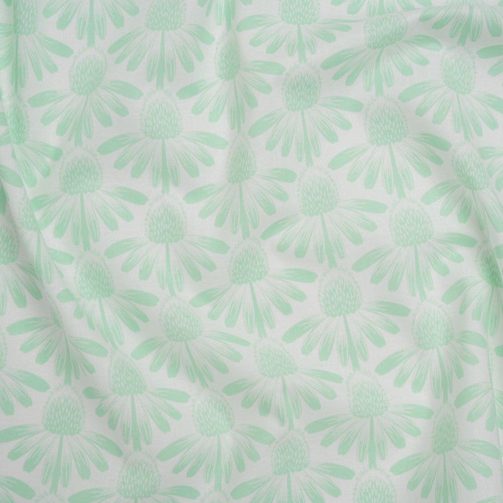 Printed Quilting Cotton by Anna Maria Textiles for Northcott - Mint Coneflower Floral - Indelible Soft Collection