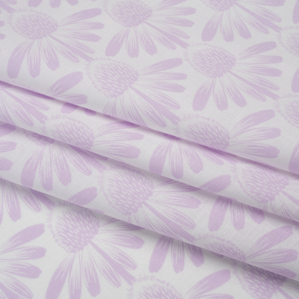 Printed Quilting Cotton by Anna Maria Textiles for Northcott - Lilac Coneflower Floral - Indelible Soft Collection - Folded