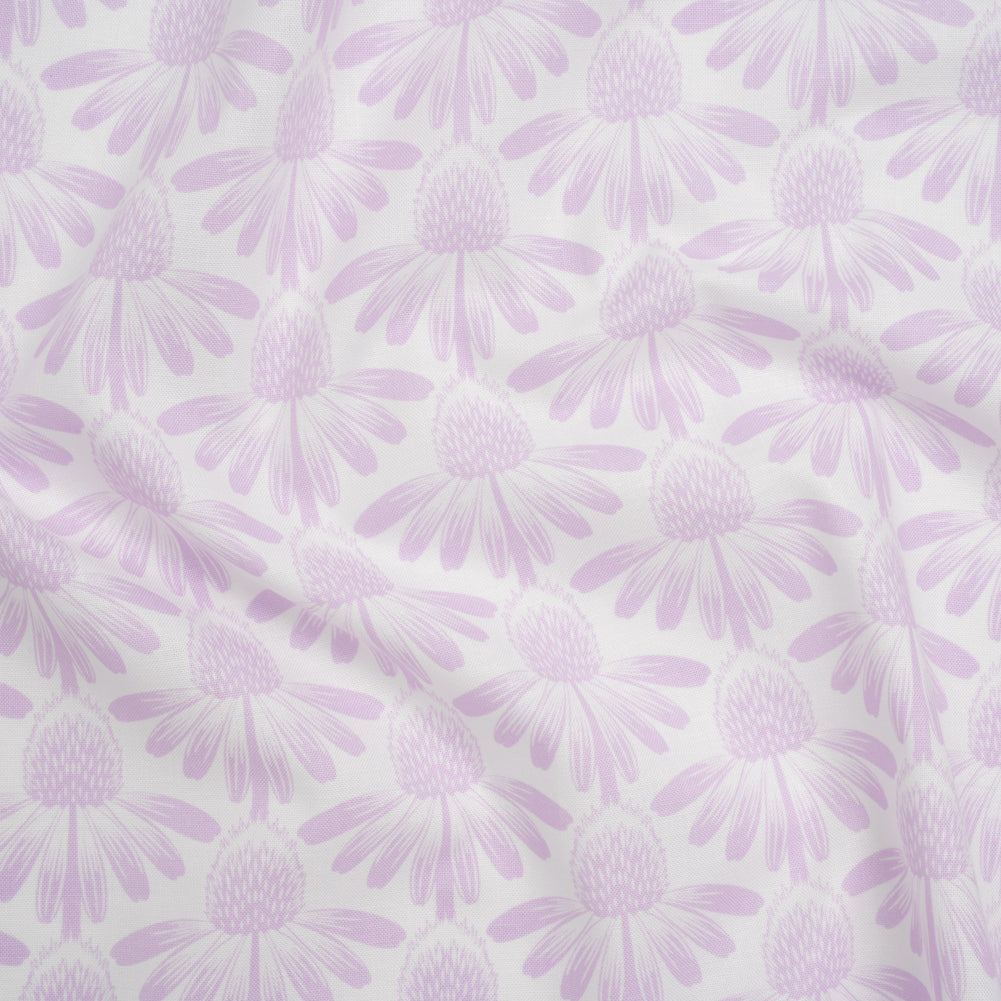 Printed Quilting Cotton by Anna Maria Textiles for Northcott - Lilac Coneflower Floral - Indelible Soft Collection