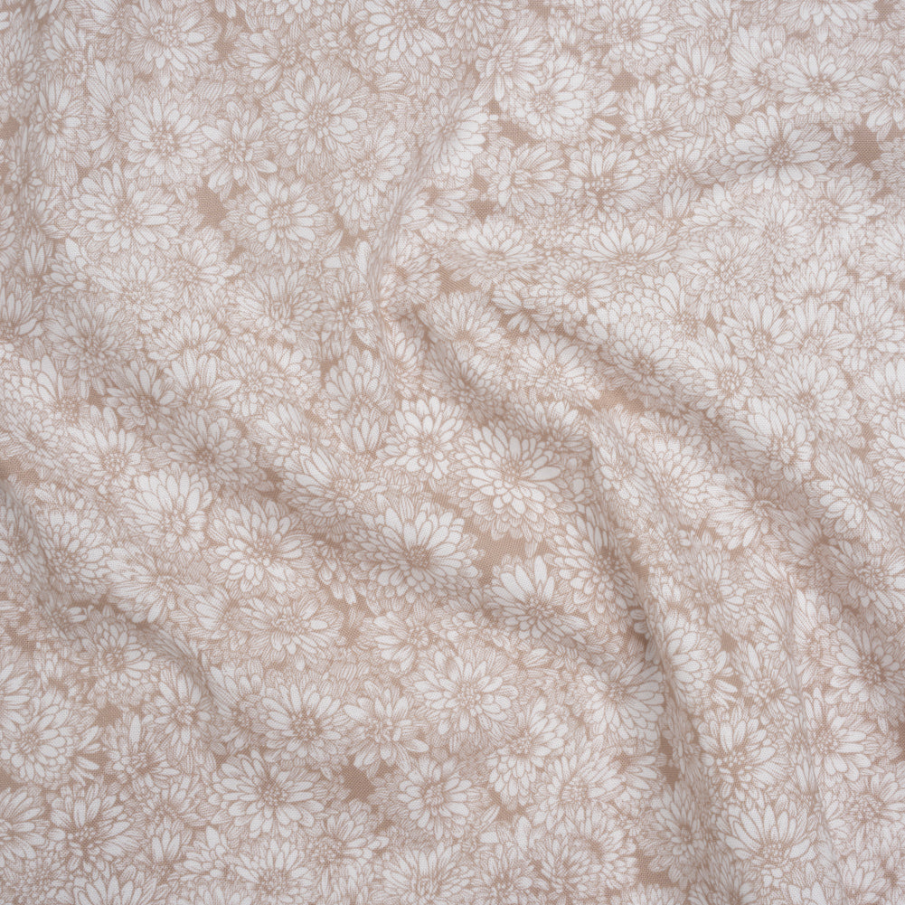 Printed Quilting Cotton by Anna Maria Textiles for Northcott - Beige Mums Floral - Indelible Soft Collection