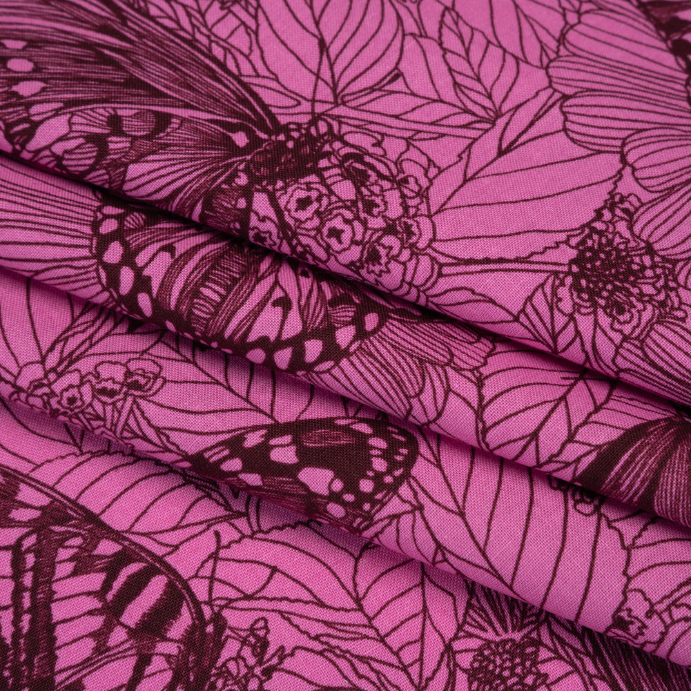 Printed Quilting Cotton by Anna Maria Textiles for Northcott - Candy Winging It Butterflies and Flowers - Indelible Ink Collection - Folded