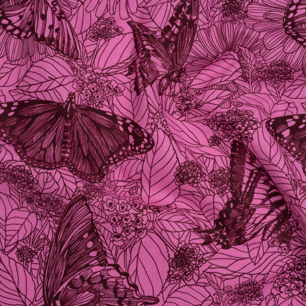 Printed Quilting Cotton by Anna Maria Textiles for Northcott - Candy Winging It Butterflies and Flowers - Indelible Ink Collection