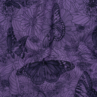 Printed Quilting Cotton by Anna Maria Textiles for Northcott - Blueberry Winging It Butterflies and Flowers - Indelible Ink Collection