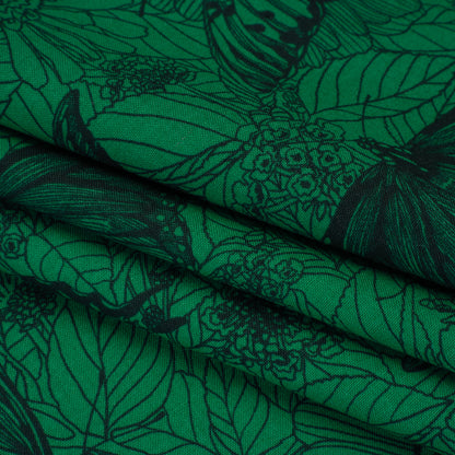 Printed Quilting Cotton by Anna Maria Textiles for Northcott - Jade Winging It Butterflies and Flowers - Indelible Ink Collection