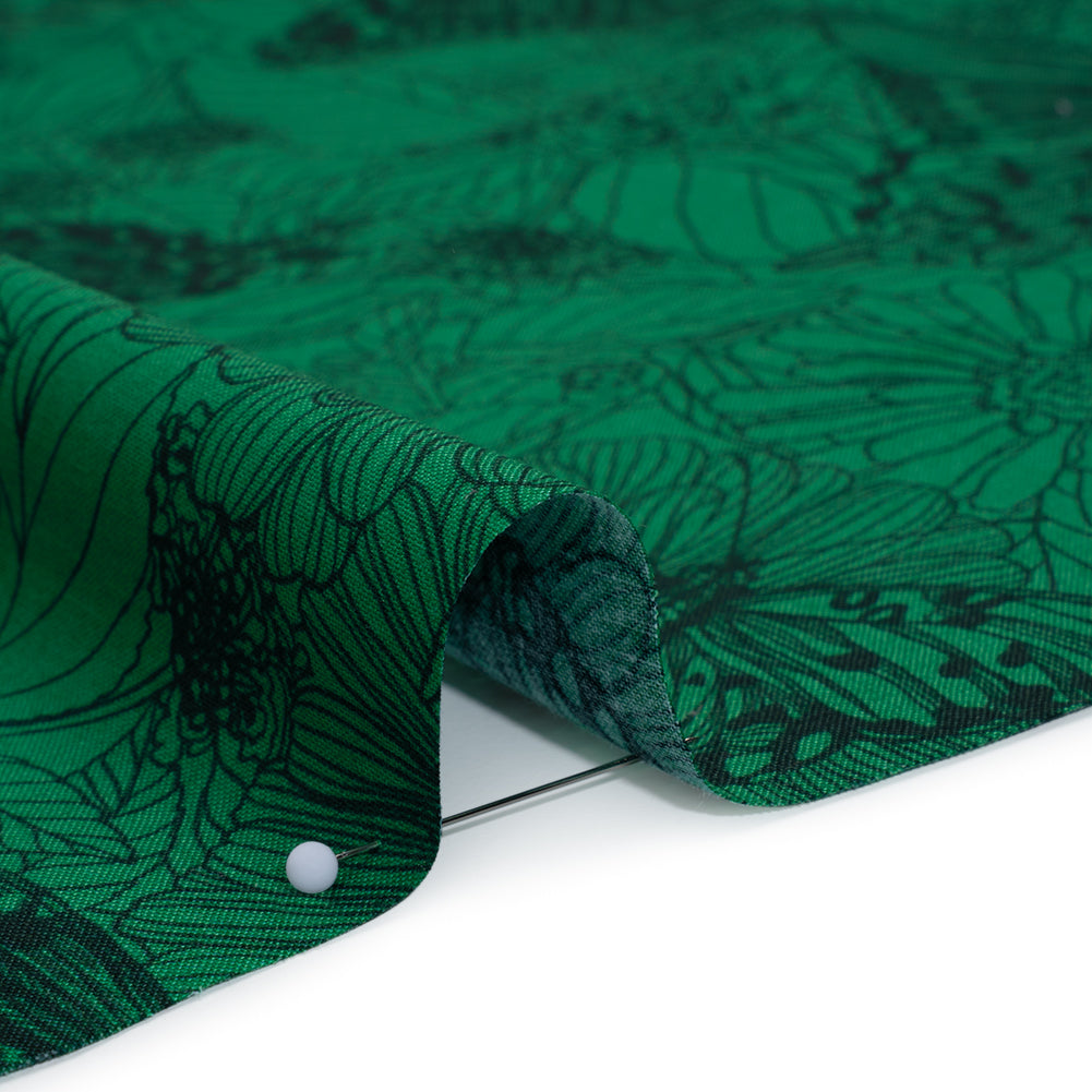 Printed Quilting Cotton by Anna Maria Textiles for Northcott - Jade Winging It Butterflies and Flowers - Indelible Ink Collection - Detail