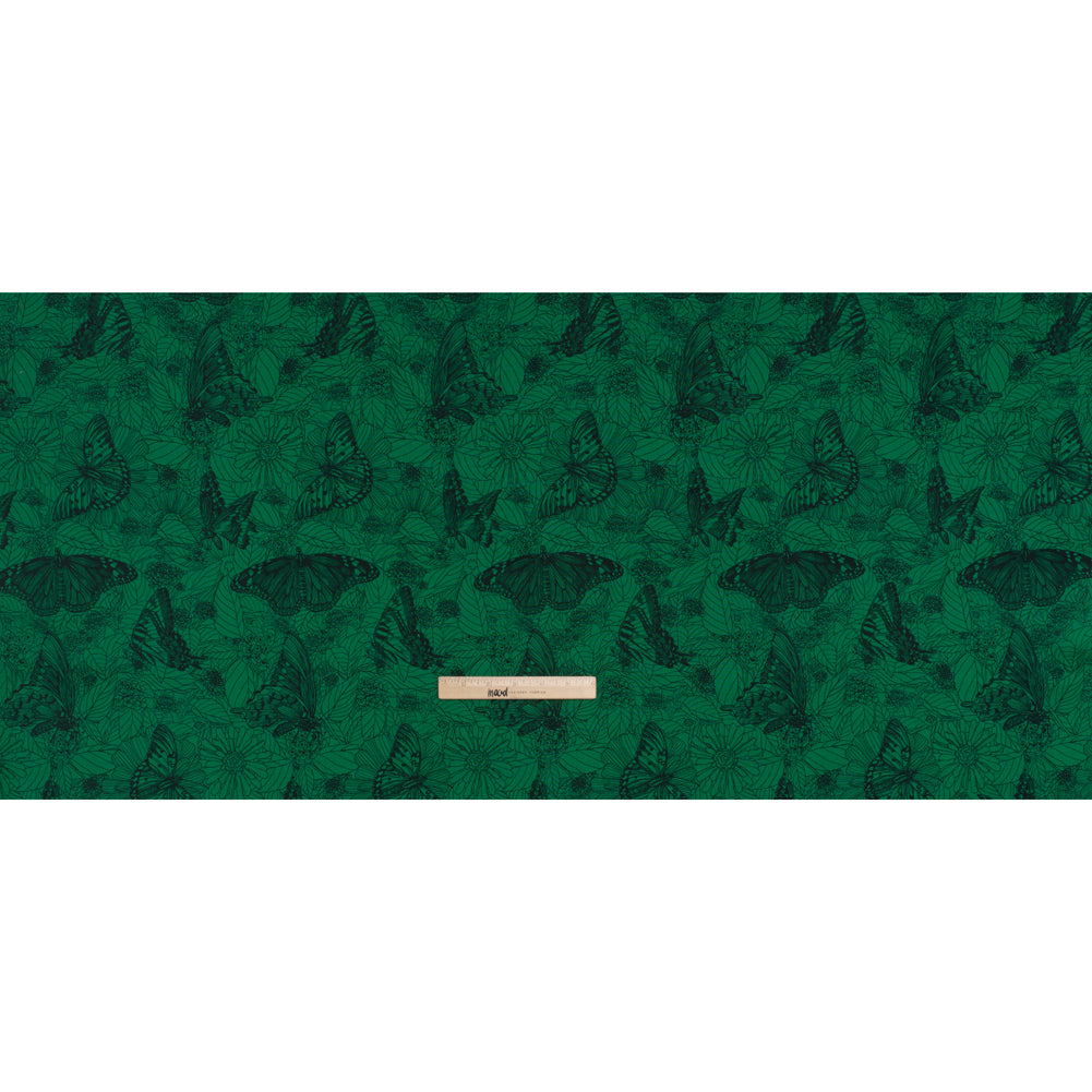 Printed Quilting Cotton by Anna Maria Textiles for Northcott - Jade Winging It Butterflies and Flowers - Indelible Ink Collection - Full