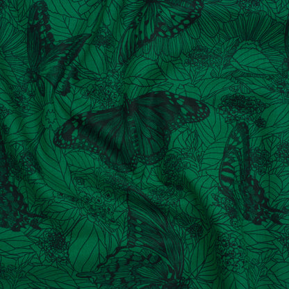 Printed Quilting Cotton by Anna Maria Textiles for Northcott - Jade Winging It Butterflies and Flowers - Indelible Ink Collection
